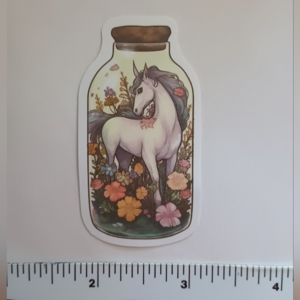 15/$15 Jar Nature Horse Floral Magic Scene Flower Decal Sticker